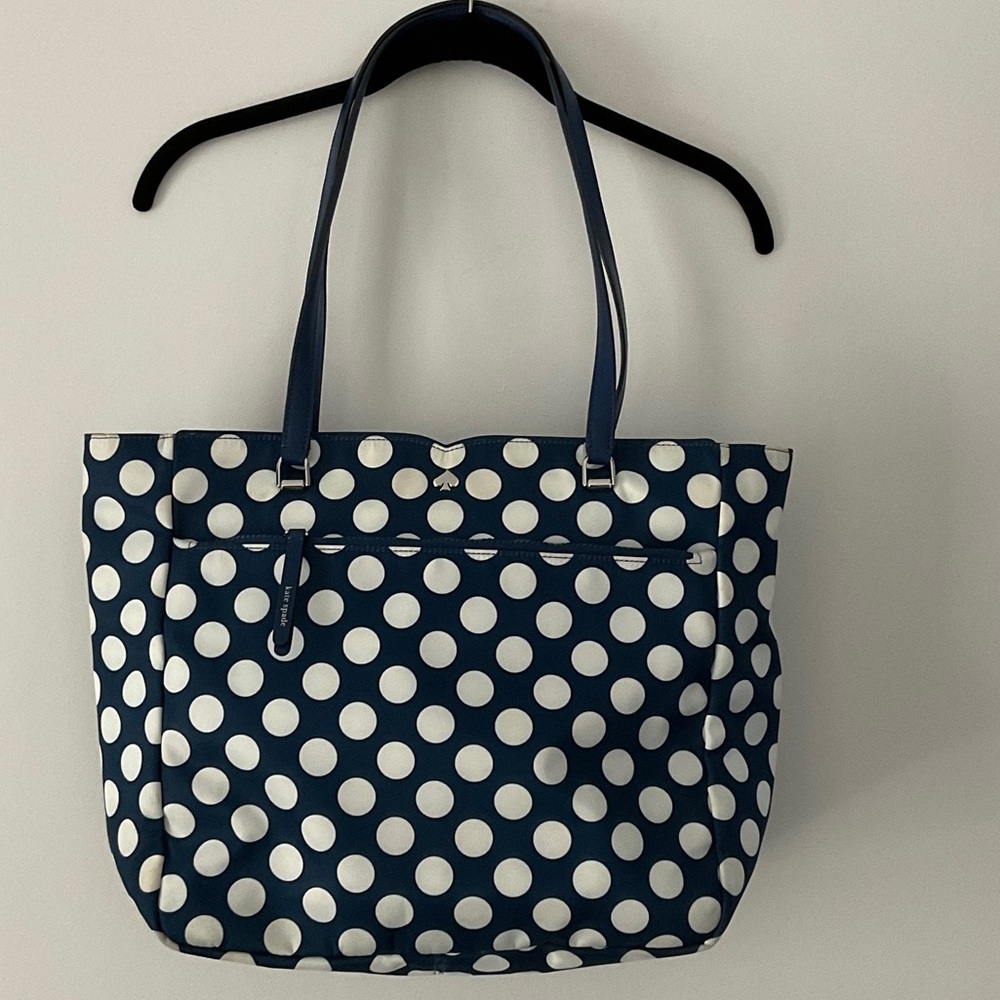 Kate Spade Navy and White Polka Dot Tote
